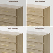 SICOTAS 3-Drawer Nightstand Set of 2 with Oversized Storage, Adjustable Feet, Gold Handles, Light Oak Finish, 31.3 in W