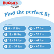 Huggies Snug & Dry Baby Diapers, Size 8 (46+ lbs), 96 Count (2 Packs of 48)