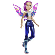 Playmates Toys Winx Club Tecna Fairy Doll, 10.5 in, Glitter Purple Outfit, Removable Digital Wings, Stylable Hair, 57816