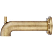 Signature Hardware Greyfield Bathtub Faucet with Integrated Diverter, Aged Brass, 7-1/8 in Spout Reach, Brass Construction, Wall Mount, 948965