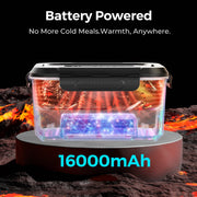 Mpow Cordless Electric Lunch Box, 5.5 Cups Capacity, Self Heating with Automatic Scheduled Heating, Removable Tray Divider, Black Carbon Fiber Lid
