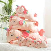 Hitoshe Unicorn Stuffed Animal Plush Hugging Pillow with Rainbow Wings and Tentacles, Pink, 12 in
