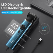 Sejoy LFQ-F3-BLU Men's Beard Trimmer, Hair Clippers, Waterproof Electric Nose Haircut Mustache Body Trimmer Cordless Foil Shaver Grooming Kit, USB Rechargeable and LED Display Home Travel (Blue)