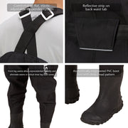 Bassdash 3D Boot Foot Game Wader, Ultra High Strength Ripstop Nylon PVC, Black Plaid, Chest-High Fishing and Hunting Waders, XL