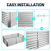 Land Guard Galvanized Metal Raised Garden Bed, 3 Pack, 6x3x2 ft, 2 ft Deep Root Elevated Steel Planter Box, Silver