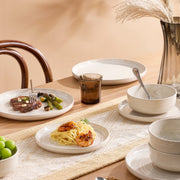 Famiware Constellatio Stoneware Dinnerware Set, 12-Piece, Beige, Dishwasher and Microwave Safe