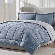 Lammaloe King Comforter Set, Reversible Down-Alternative Microfiber, 7-Piece Bedding Set, Stone Blue