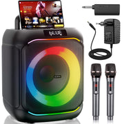 Veatool ET-107 Karaoke Machine, Professional 300W PA System w/Built-in Lyrics Display Screen, Bluetooth 5.4, Black