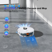GOOVI D60S MAX Robot Vacuum and Mop Combo, 360 LiDAR Navigation, Self-Emptying Base, 220 Min Runtime, Pet Friendly, White
