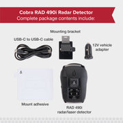 Cobra RAD 490i Radar Detector with Long-Range Front and Rear Laser Detection, Bluetooth Connectivity, Apple CarPlay Support, Black