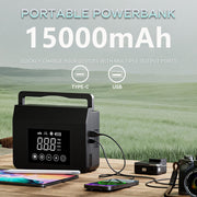 Hieha 4000A Peak 12V Car Jump Starter with 150 PSI Air Compressor, 15000mAh Power Bank, LED Flashlight, Black