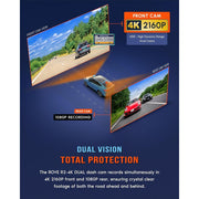 ROVE R2-4K DUAL Dash Cam Front and Rear, STARVIS 2 Sensor, FREE 128GB Card Included, 5G WiFi - up to 20MB/s Fastest Download Speed with App, 4K 2160P/FHD Dash Camera for Cars, 3