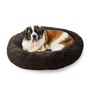Best Friends by Sheri Original Calming Donut Dog and Cat Bed, Shag Faux Fur, Dark Brown, Extra Large 45in