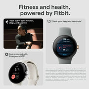 Google GA03182-US Pixel Watch Stainless Steel Smartwatch 41mm with Active Band Wifi/BT - Silver/Chalk