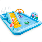 Intex Jungle Adventure Inflatable Play Center, Two Pools with Water Slide, Blue, 96 x 78 x 28 in