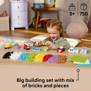LEGO 11044 Classic Creative Build-and-Play Box, 750 Colorful Bricks with Wheels, Windows, Eye Pieces, Three 16x16 Building Plates, Ages 5+