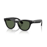 Ray-Ban Meta Skyler Smart AI Glasses, Shiny Black Cat-Eye Frame, Green Lenses, 3K Ultra HD Camera, Open-Ear Audio, 0RW4014