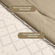 JUSTLET Comforter Set 7 Pieces Bed in a Bag, Reversible Tufted Beige Comforter, Fitted Sheet, Flat Sheet, Pillow Shams, Pillowcases, King