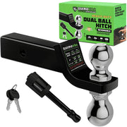 Rhino USA Dual Ball Towing Hitch, Heavy-Duty Reversible Design, Fits 2-Inch Receiver, 2 and 2-5/16 Inch Trailer Balls, 10,000 lb Capacity, Weatherproof Locking Hitch Pin Included