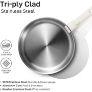 CARROTS Battery Pots and Pans in Stainless Steel 10 Pieces, Kitchen Pan Set with Removable Handles with Lid for Induction, Dishwasher, Gas and Oven