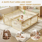 NimbleRest Large Baby Playpen Toddler Play Yard Safety Fence, 48 in x 48 in, Beige