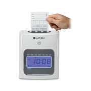Lathem 400E Top-Feed Electronic Time Clock Kit, SmartClock Technology, White, Wall Mount, Includes 200 Cards and Accessories
