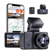 Vantrue Element 2 Dual Dash Cam, 2.7K Front and Rear Cameras, Voice Control, WiFi, GPS, Night Vision, 24H Parking Mode, Supports 512GB
