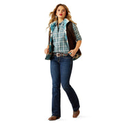 Ariat Women's Dilon 2.0 Reversible Insulated Vest, Brown, Large, Sleeveless, Standing Collar, Full Front Zipper, 3216372