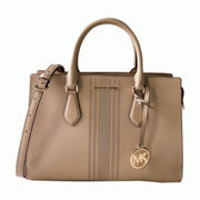 Michael Kors Sheila Medium Logo Crossbody Satchel Purse Bag, Dark Raspberry, Faux Saffiano Leather, Gold-Tone Hardware, 35S4G6HS3L-222