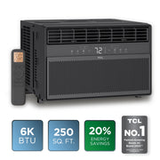 TCL 6,000 BTU Window Air Conditioner, High-Efficiency Cooling, 3-in-1 Cooling Fan & Dehumidifier, Black, Fits Double Hung Windows, W6WC72-B