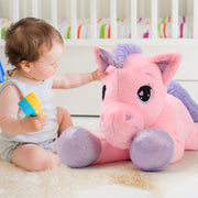 MorisMos Giant Unicorn Stuffed Animal, 32-Inch Ultra-Soft Pink Plush Toy with Zipper for Easy Cleaning
