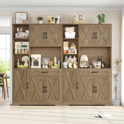 Hiphuta 71 Farmhouse Kitchen Pantry Storage Cabinet, Freestanding Hutch with Doors and Drawer, Shelves