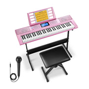 Donner DEK-610S 61 Key Piano Keyboard Electric Keyboard Bundle for Beginners, Pink