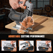 Naipo Engindot Corded Electric Jigsaw, 800W 6.7 Amp, 6 Variable Speeds, 4 Orbital Settings, Laser Guide, LED Light, Adjustable Bevel Base, Includes 6 Blades, PJS02A