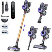 Roanow Cordless Stick Vacuum Cleaner, 38KPA Suction, 55 Min Runtime, Lightweight 3 lb, LED Display, 180 Swivel Brush with LED Lights, Purple