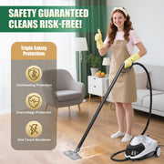 Loheer Canister Steam Cleaner, 1500W High-Pressure Steam at 320F, 2L Water Tank, 20 Accessories, Child-Safe Lock, Chemical-Free Cleaning for Home and Car, LHZQJ02