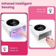 NAILGIRLS UV LED Nail Lamp, 150W Powerful Gel Polish Curing Light, 4 Timer Settings, Automatic Sensor, Large LCD Display, Magnetic Detachable Base, White