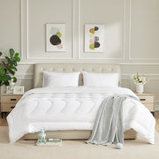 HOMTEC California King Duvet Insert, All-Season Down Alternative with Breathable 100% Cotton Shell, Wave Quilting, 4 Corner Tabs, White