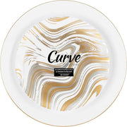 PLASTICPRO Elegant Disposable Plastic Plates Set, Gold and Silver Curve Design, 32 Pack with 16 10-Inch Dinner Plates and 16 7.5-Inch Salad Plates