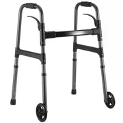 MaxKare Folding Walker with Dual 5-Inch Wheels, Adjustable Height 30.5