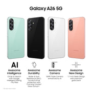 Samsung Galaxy A26 5G Smartphone, 6.7 in Super AMOLED 120Hz Display, 8GB RAM, 256GB Storage, Black, IP67 Dust and Water Resistant, Android 15