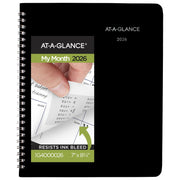 AT-A-GLANCE DayMinder 2026 Monthly Planner, Medium 7 in x 8.75 in, Black Faux Leather Cover, Spiral Bound, G4000026