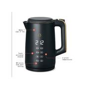 Beautiful KES5212-UL 1.7L Electric Kettle Programmable Temperature With Touch Activated Display, Black Sesame