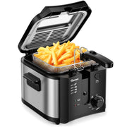 TINANA YH-DF-01 Electric Deep Fryer, 5.9 Qt Enamel Fry Pot, 2.6 Qt Oil Capacity, Stainless Steel, Adjustable Temperature Control, Black