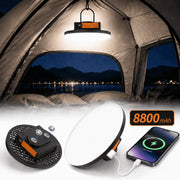 COSJM 8800mAh LED Camping Lantern, Rechargeable, 6000 Lumens Portable Tent Light with Magnetic Base, Hook, Power Bank Function, IPX5 Waterproof, Black, FDD001