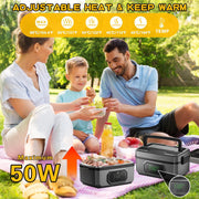Magicorange Cordless Electric Lunch Box, Battery Powered Food Heater, 1.2L Capacity, Black