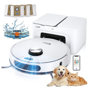 GOOVI D60S MAX Robot Vacuum and Mop Combo, 360 LiDAR Navigation, Self-Emptying Base, 220 Min Runtime, Pet Friendly, White