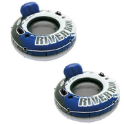 Intex River Run Inflatable Floating Water Tube Raft, 2 Pack, Blue, Vinyl, Adult Size, 53 in