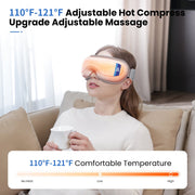 Bob And Brad EM-30 Eye Massager with Heat, Dual-Layer Acupressure Pads, Bluetooth Music, Foldable Design, White
