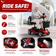 Mbxcooter 4 Wheel Mobility Scooter for Seniors and Adults, Foldable Electric Wheelchair, 350W Motor, 15 Mile Range, Adjustable Seat, LED Lights, 300 lb Capacity, Compact Travel Design